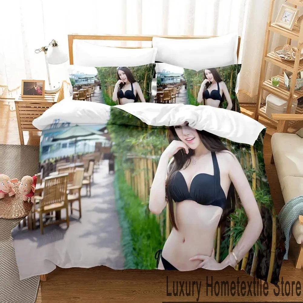 Cute Y2K Girls Sexy Bedding Set Boys Girls Twin Queen King Size Duvet Cover Pillowcase Bed Boys Adult Home Textileextile