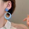 Dopamine Geometry Element Ring Earrings Women's Round Face Explosion Premium Sense Earrings Niche Design Stud Earrings Sweet Earrings