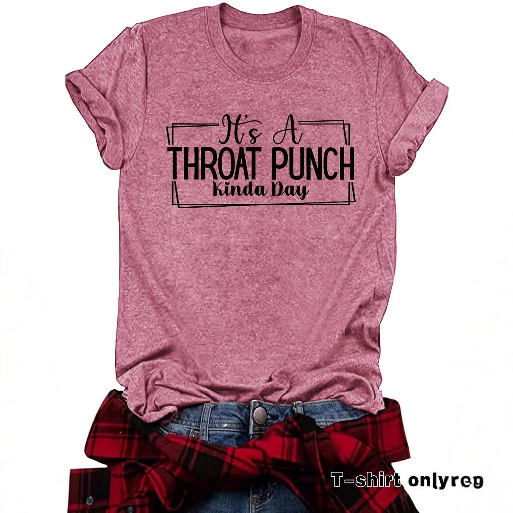 Summer Round Neck 3D Letters' THOAT PUNCH ' Print Top Fashionable Casual Short Sleeved Women's T-shirts