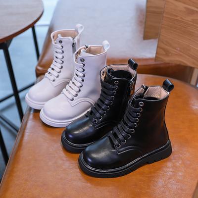 Kinder Feste Stiefel für Mädchen Kinder Mode Nähen Winter Dicke Unterseite Rutschfeste Koreanische Stiefeletten für Jungen Seitlichem Reißverschluss PU