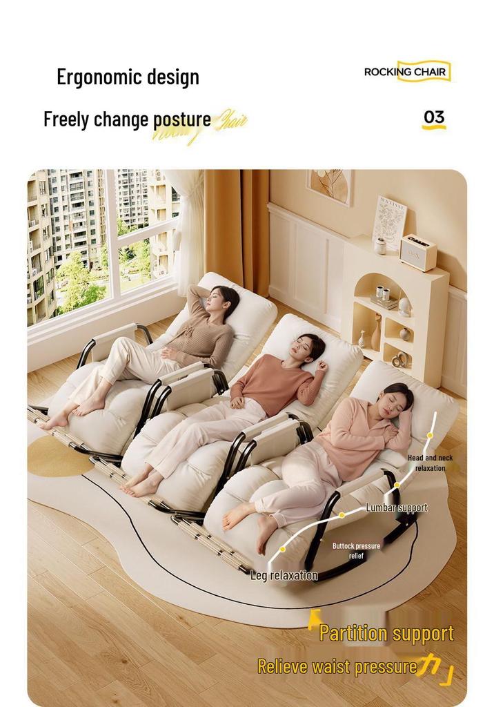Adult Rocking Lounge Chair for Balcony & Home – Single Lazy Sofa Chair