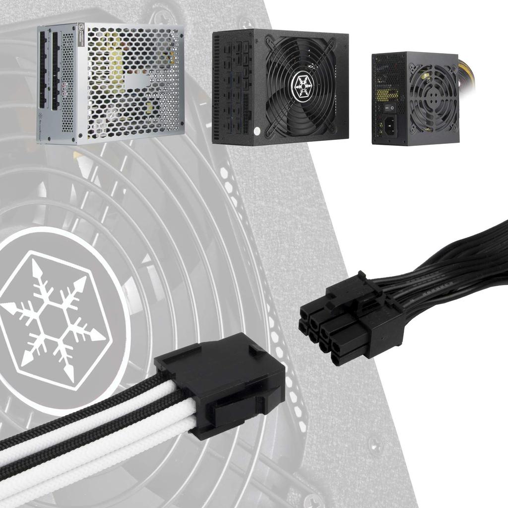 Silver Stone PSU Universal Extension Sleeve Modular Cable PCIE 6+2Pin SST-PP07E-PCIBW (Black + White)