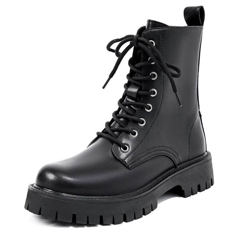 2025 autumn and winter new black high-top medium tube British style tooling round head men's thick-soled Martin boots 96118-M