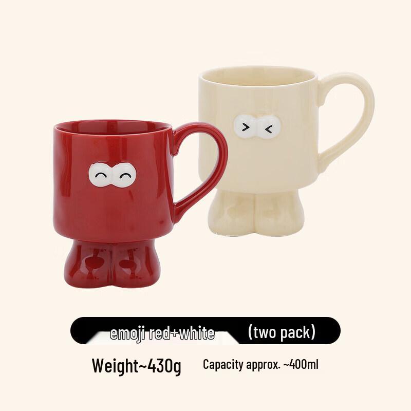 Qīwēi Red Emoji Ceramic Coffee Mug