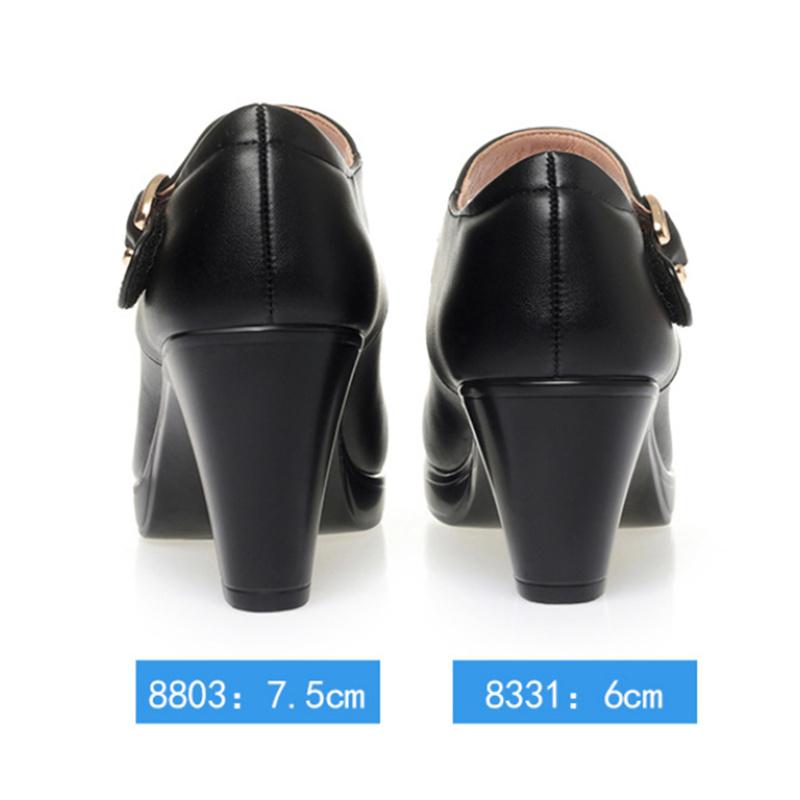 Fashion Women High Heels Women 2024 Soft Leather Chunky Platform Pumps Woman Wedding Party Dance Office Shoes