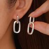 Trendy Electroplated Oval U-Shaped Copper Earrings for Women