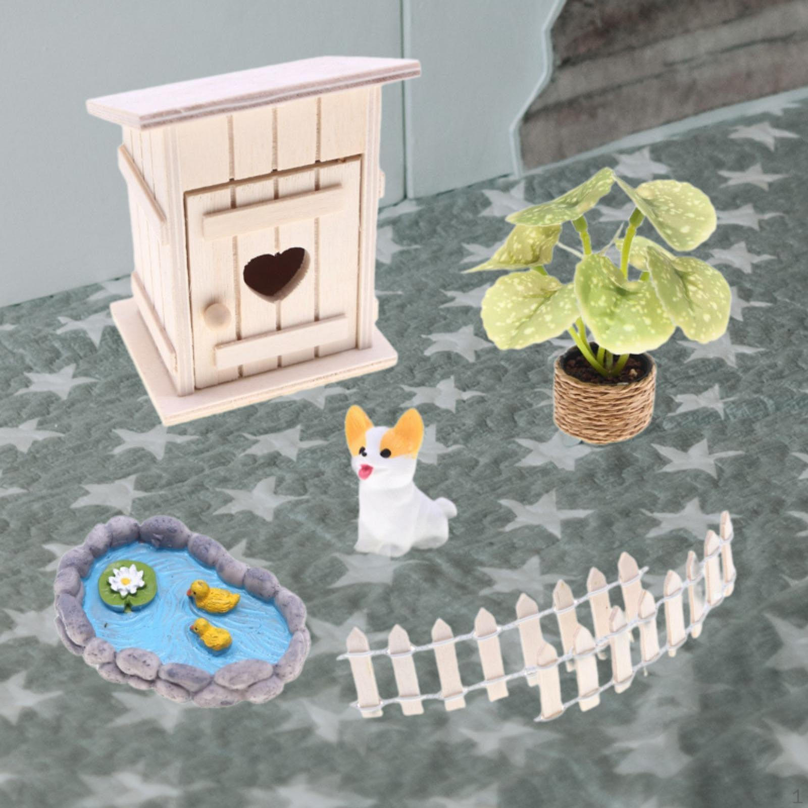 

6 шт. Микроландшафт Смешанная модель Мини-набор садовых аксессуаров Проект диорамы Миниатюра бассейна