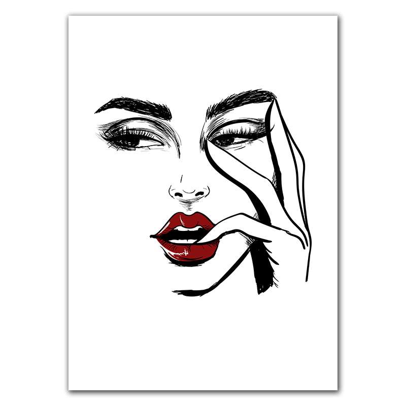 Red Lip Makeup Beauty Girls Face Wall Decor Art Poster Modern Picture Fashion Prints Canvas Painting For Girl Bedroom HD2965
