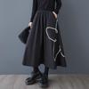 Black Cotton Plus Size High Waist Vintage Spring Autumn Casual Loose Long for Woman Skirts Womens Skirt