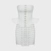 Women's Summer 2023 Corn Eyelet Tube Top & Shorts Two-Piece Set In White
