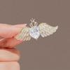 1Pc Elegant Angel Wings Crystal Brooch Pin For Women Perfect Accessory For Collars, Suits Sparkling Rhinestone Flower Badge