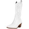 2024 Plus Size White Western High-Heeled Over-the-Knee Cowboy Boots for Women