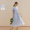 INMAN French V-Neck Puff Sleeve Midi Dress