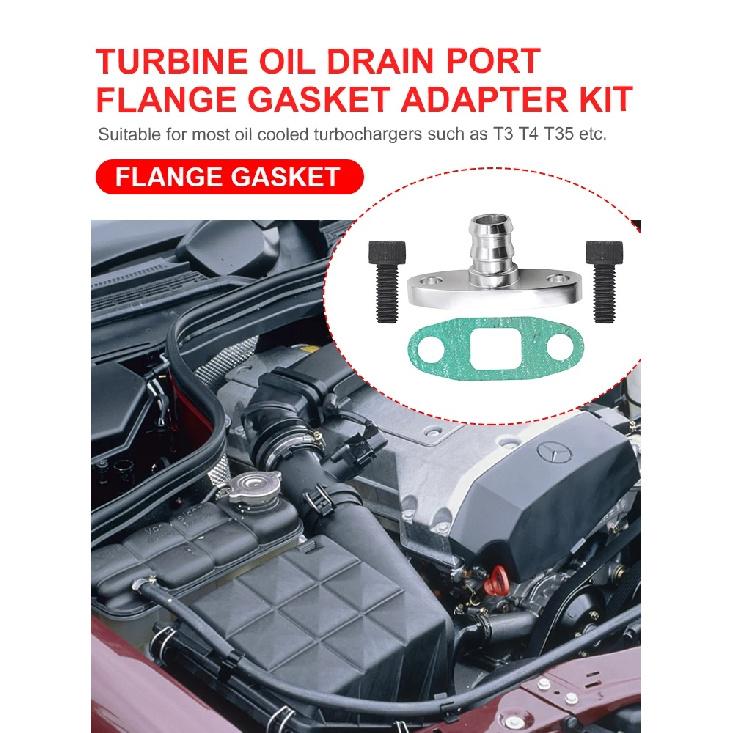 Turbo Oil Drain Outlet Flange Gasket Adapter Kit 10AN Fitting for T3 T4 T35 T40 T60 T70