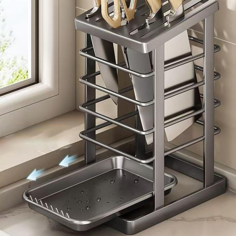 Stainless Steel Knife Holder Kitchen Storage Organizer Multifunctional Kitchen Knife Holder Knife Organizer Cutlery Organizer
