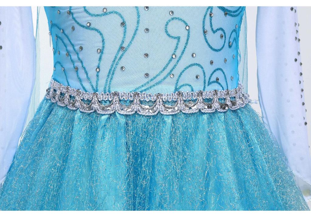 Frozen Princess Long Sleeve Costume Gown for Kids - Elsa & Anna Inspired with Cape