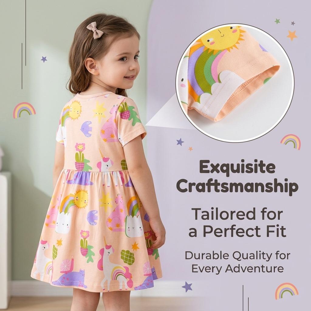 Girls' Dress, Children'S Cartoon Print Princess Dress, New Summer Children'S Dress