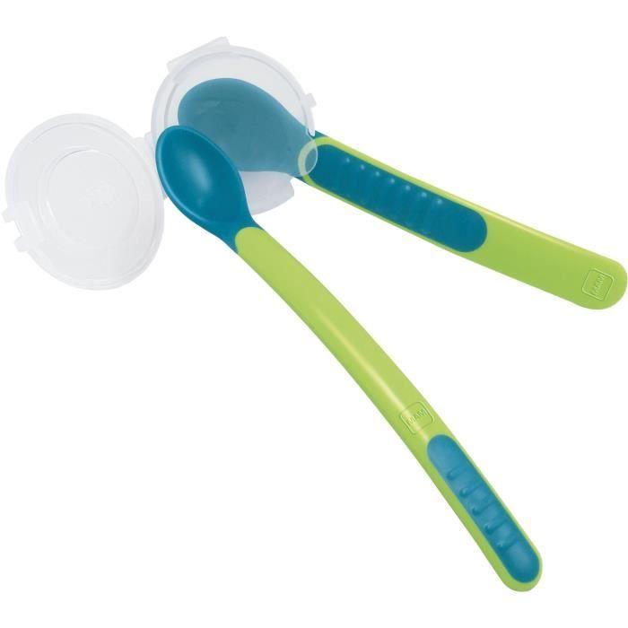MAM Repas Cuillère Thermosensible Vert + Etui de Transport