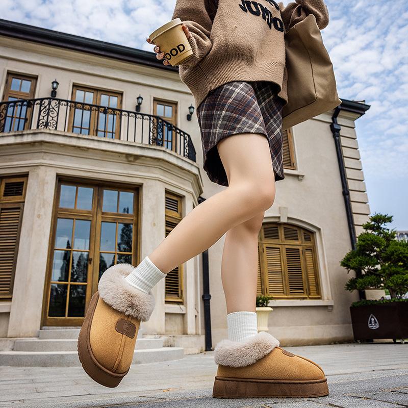 Root cotton slippers women's home warm cotton shoes winter new plush slippers snow boots couple cotton mop