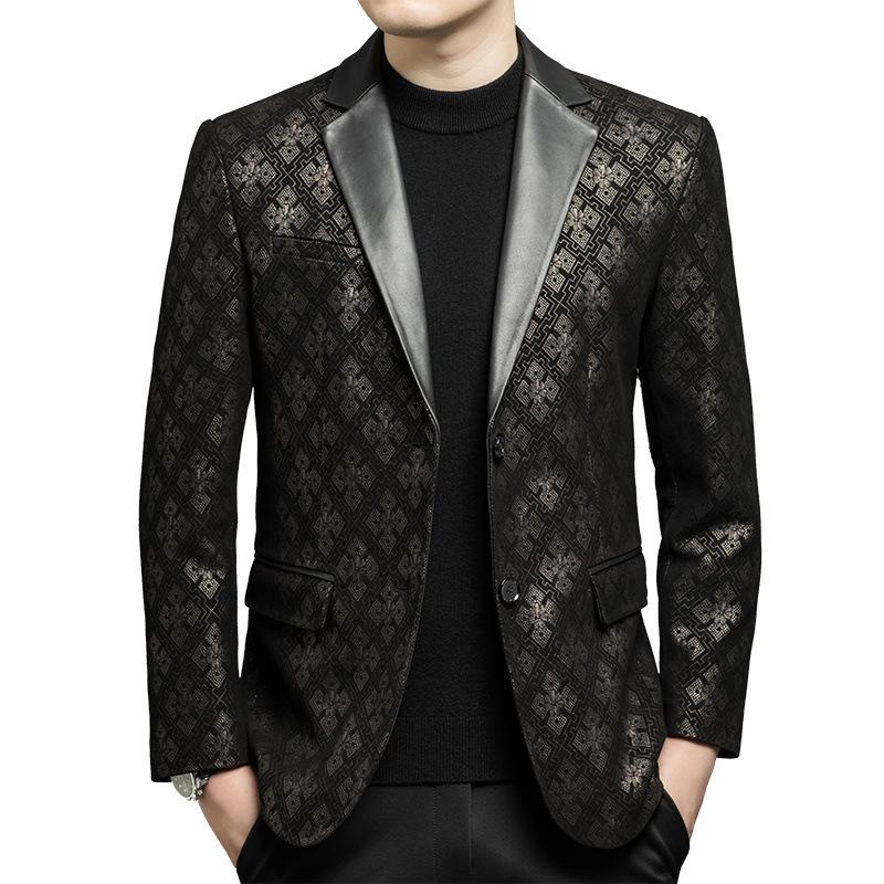Leather jacket men's suit top layer sheepskin jacket autumn casual leather suit