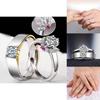 Fashionable Geometric Design Adjustable Couple Rings With Platinum Finish