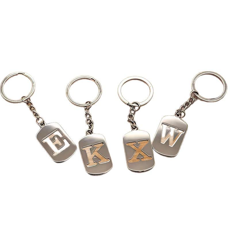 Pendentif Porte-clés 26 Lettres en Acier Inoxydable Creux - Polyvalent pour Sac à Dos, Voiture, Plaque Militaire