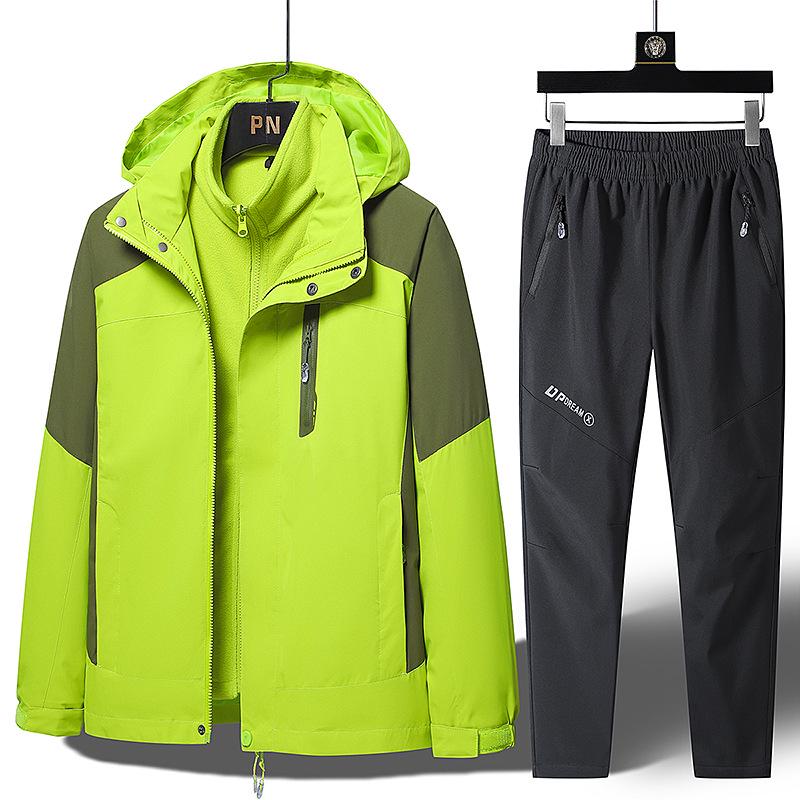 Three-in-One Winter Ski Suit Set: Windproof, Waterproof, Plus Velvet for Men, Women, and Children