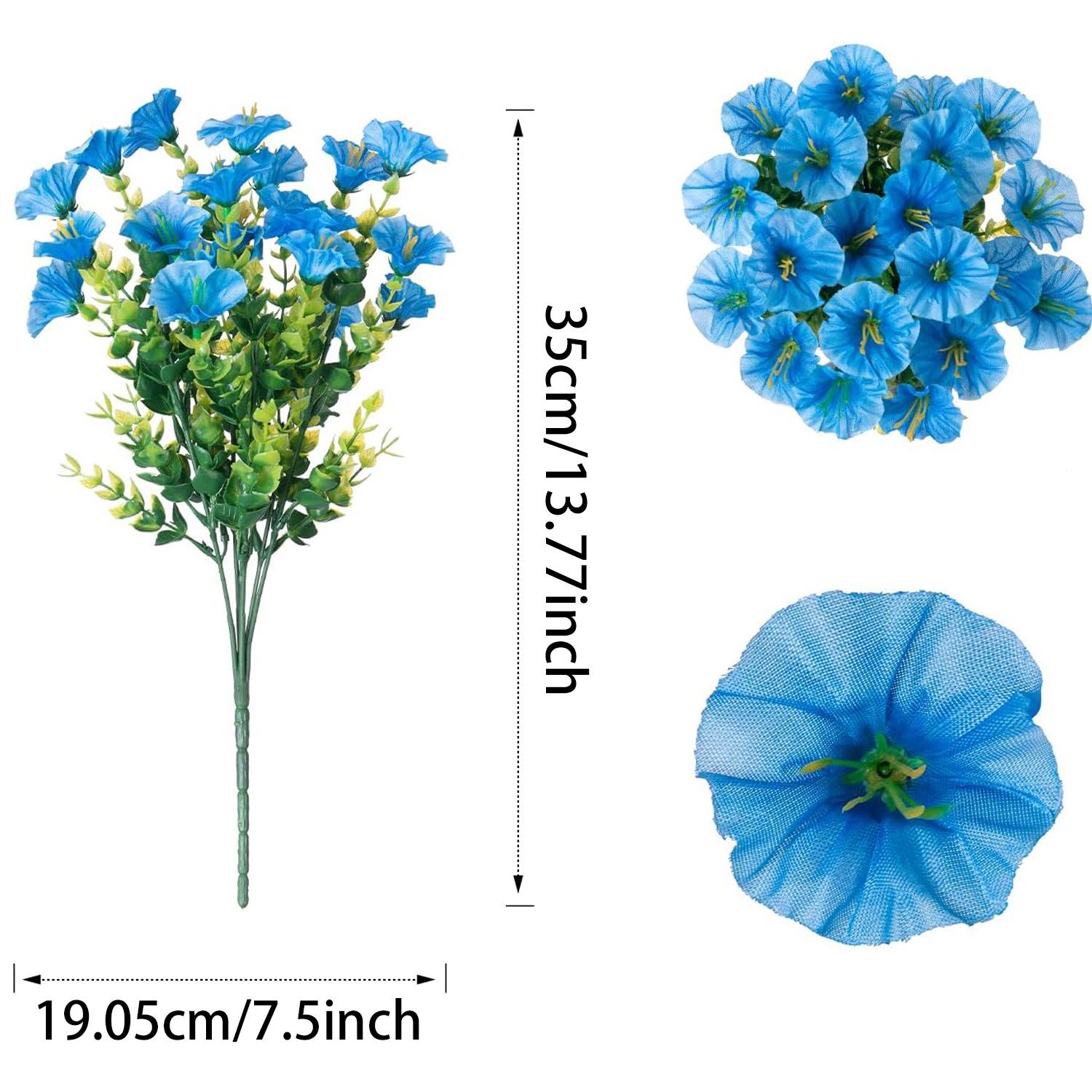 

12PC Artificial Morning Glory Flower Bouquet for Outdoor Decor Eucalyptus Petunia With Green Leaves Fake Plant Home Party Decora 12PC синий