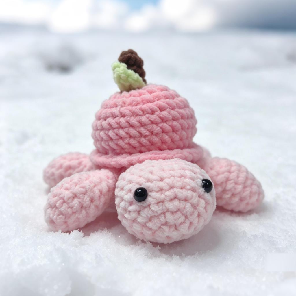 YAMAXIN 1pc Peach Turtle Crochet Kit for Beginners,Crocheting DIY Amigurumi Hook Set with Instruction Manual and Video Teaching