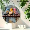 Vintage Birds Floral Wreath Round Aluminum Metal Wall Art Decor 8x8 Inch