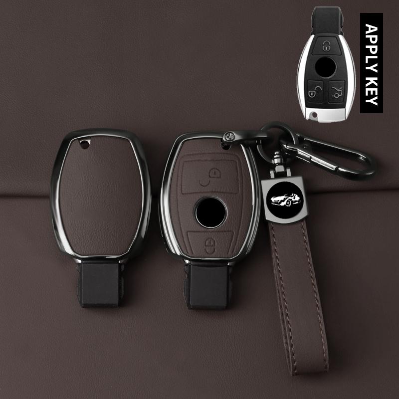 Metal Leather Car Key Case Cover For Mercedes Benz A B C E Class Gls Gla Glk Glc Cls Cla Amg W204 W205 W212 W463 W176 Keychain