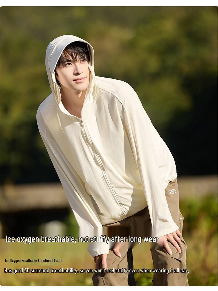 Unisex UV-Protection Hooded Ice Silk Summer Suit with Detachable Features