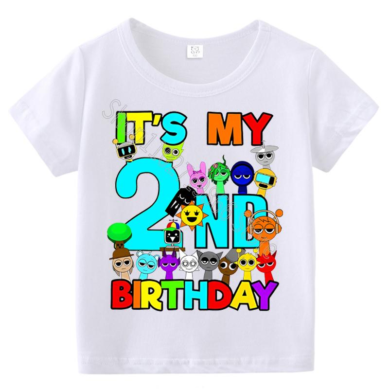 T-shirt Estive a Maniche Corte Stampa Sprunki Incredibox per Bambini Abbigliamento Bambini Ragazzi Ragazze Magliette in Cotone Top Regali per Feste di Compleanno