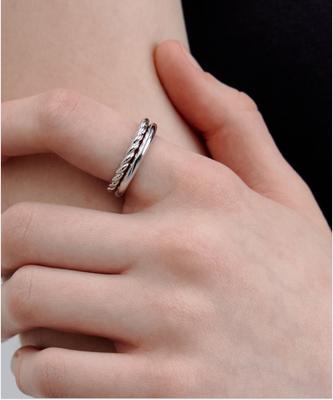Byhyeres Mellow Twist & Slim Ring (White) Bh7R64744Wb