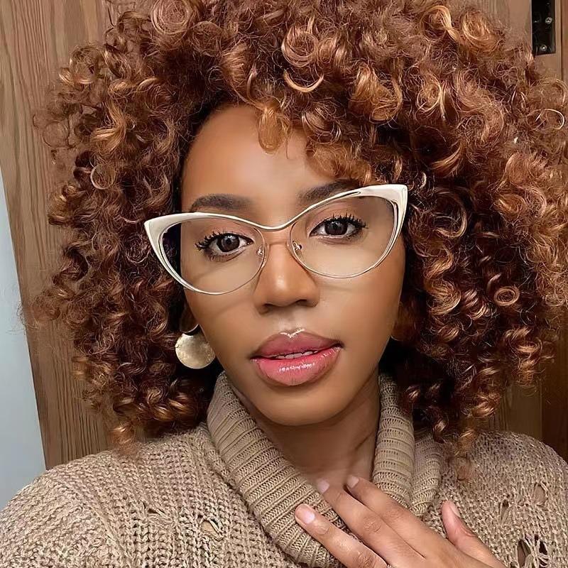 Retro Cat Eye Sunglasses Metal Frame Anti Blue Light Glasses Cat Eye Computer High Definition Blue Light Blocking Eyewear UV400
