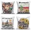 Sofa Cushion White  Cover Home Decor Pillowcase Desert Cactus Flower Decorative