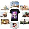 Anime Secondary Magenta Hair Purple Eyes Witch Print Top Trendy Niche Casual T-Shirt Pure cotton T-shirt