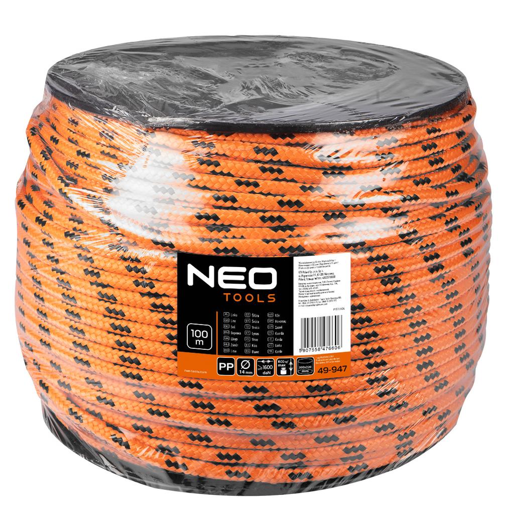 Braided polypropylene rope, diameter 14, 100 m
