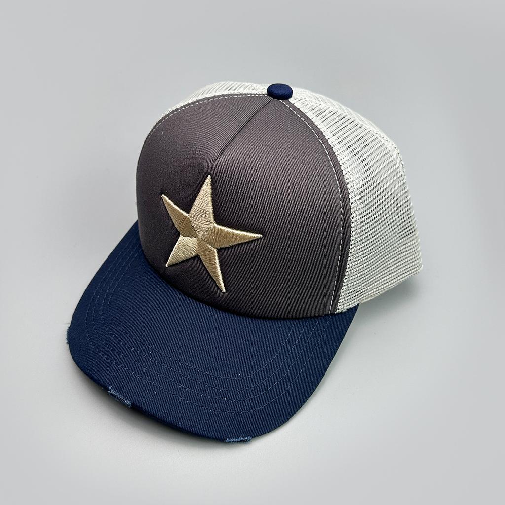 Embroidery Pentagram Color Matching Baseball Cap Men'S And Women'S Mesh Personality Simple And Versatile Truck Hat