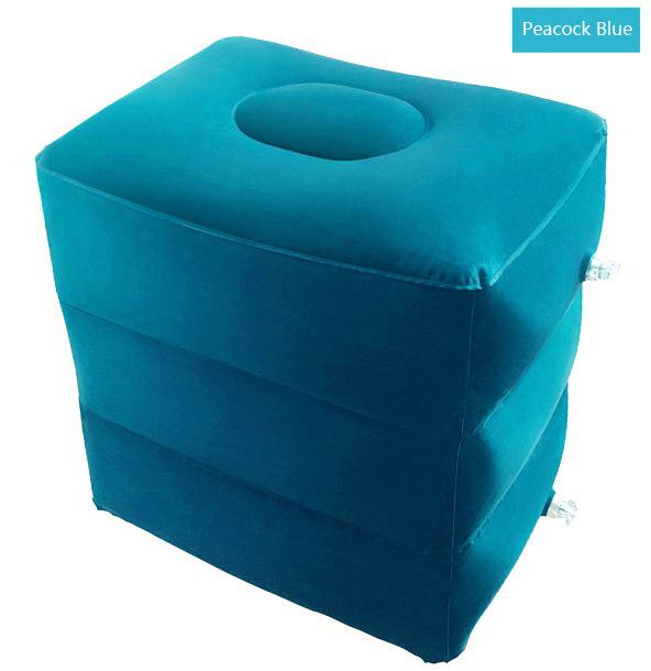 

Foot Rest Inflatable Travel Pillow Kids Airplane Sleep Car Bus Office Height Adjustable Flight Sleeping Resting PVC Footrest Pad павлин голубой