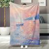 Sailboat Print Flannel Blanket - Warm and Soft, Suitable for Bed, Office, Home, Sofa, Camping, Travel, Halloween Christmas