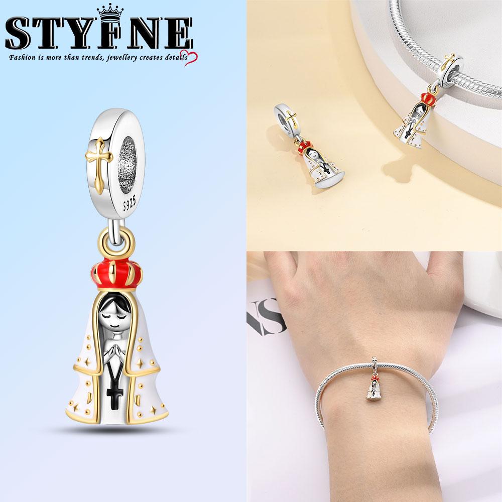 Copper Nossa Senhora Aparecida Dangle Cross Charms Pendants Fit Original Bracelets Diy Jewelry For Women