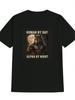 Casual Graphic T-shirt - Wolf Moon Print "Human By Day Alpha By Night" Design