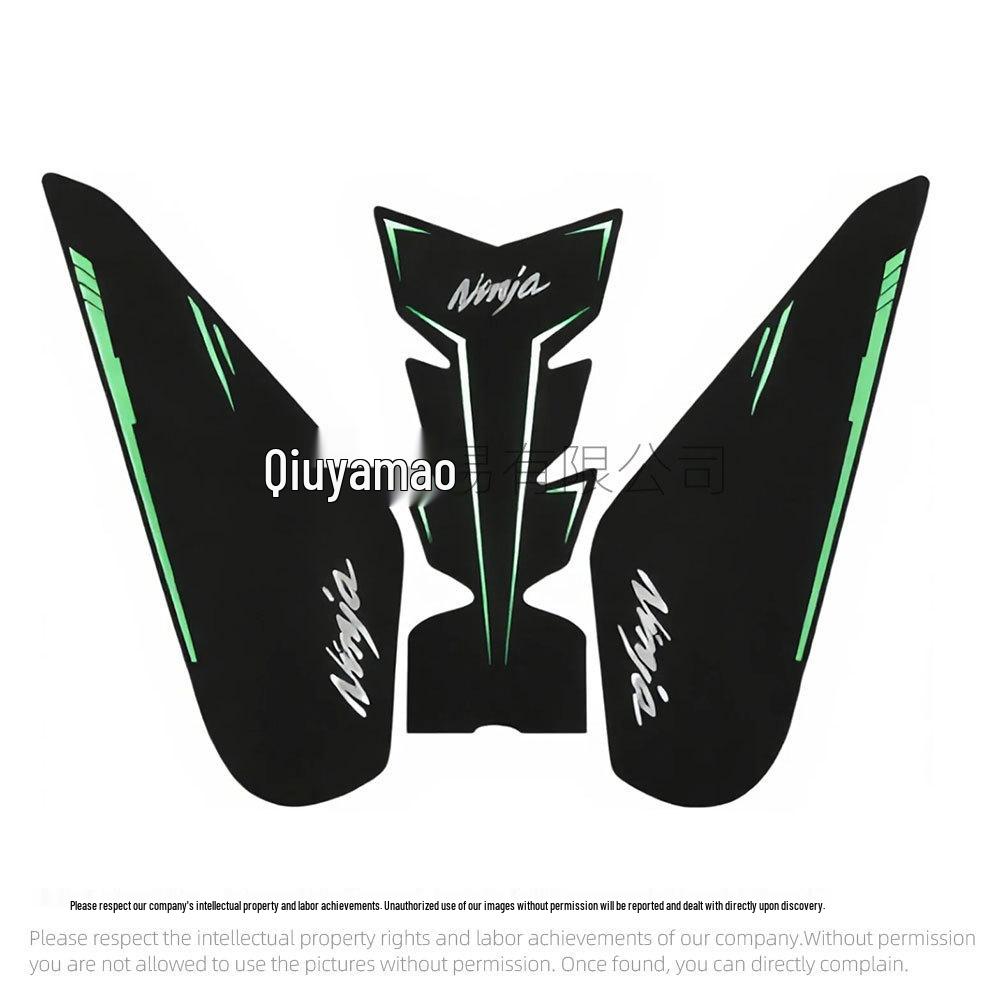 

Антискользящая наклейка на бензобак Kawasaki Ninja 400 в виде рыбьей кости зелёный