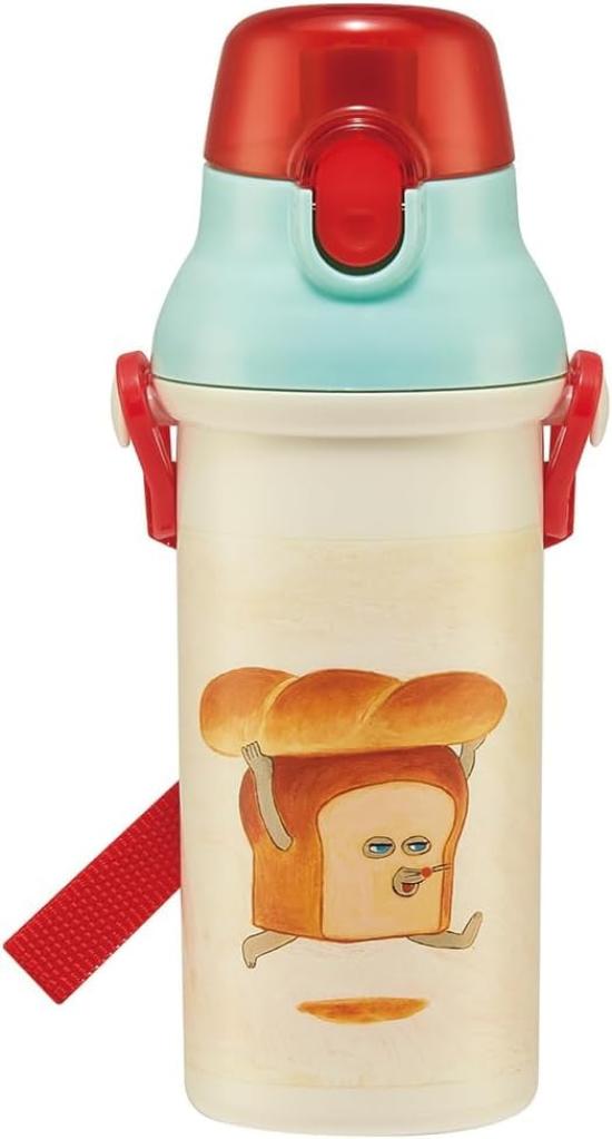 

Pan Dorobo Water Bottle, Direct Drinking, Plastic, One-Touch Bottle, 480ml, Silver Ion Set (Water Bottle, Name Sticker)