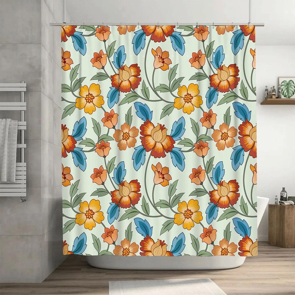 Decorate Your Bathroom with This Vibrant Floral Shower Curtain Set Perfect for a Spa-like Experience