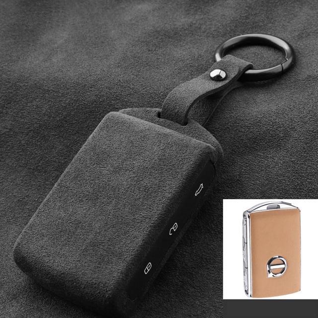 Bilnyckel Nyckelring Fodral Skydd För Volvo XC60 S90 XC40 S60 XC90 Interiör Alcantara Cute Accessoire Voiture Hållare Shell