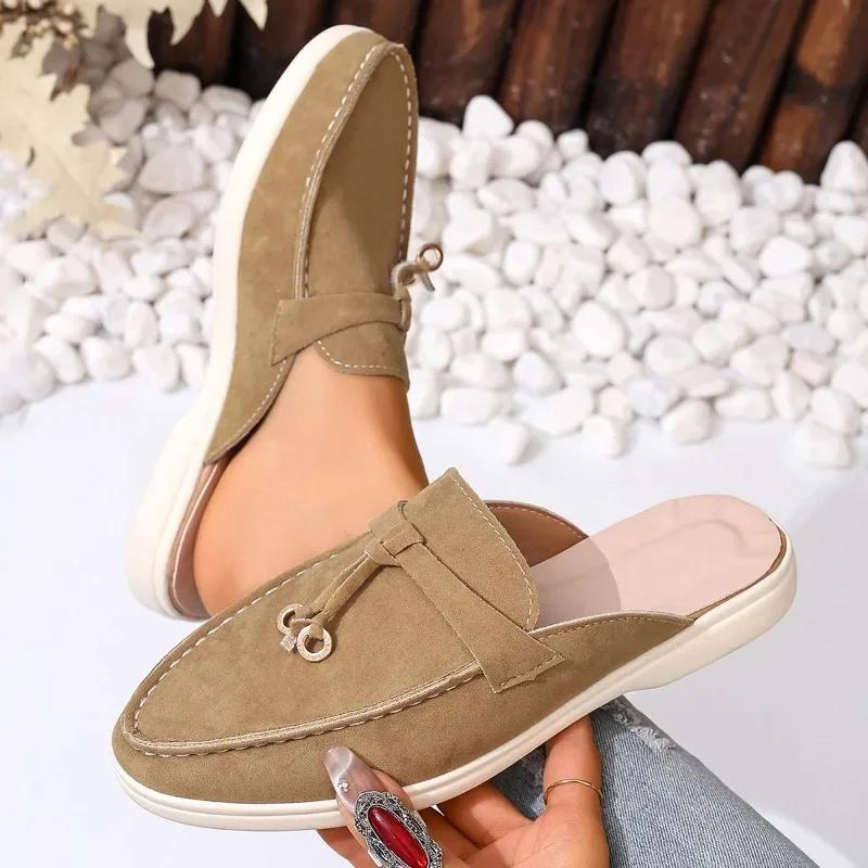 Fashion 2024 Hot Sale Shoes for Female Slingbacks Women's Slippers Autumn Closed Toe Solid Casual Flat Large Size Office Ladies Shoes