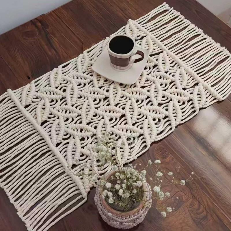 Handmade Cotton Rope Tassel Coaster Bohemian Style Table Mat Coffee Cup Dining Plate Photography Background