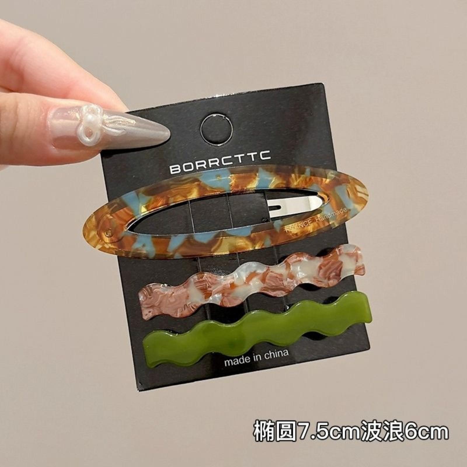 

Acetate BB Hair Clips Set Three Pieces Front Hair Clip Side Clip for Styling and Hair Sectioning Durable Lightweight Design One Size зелений